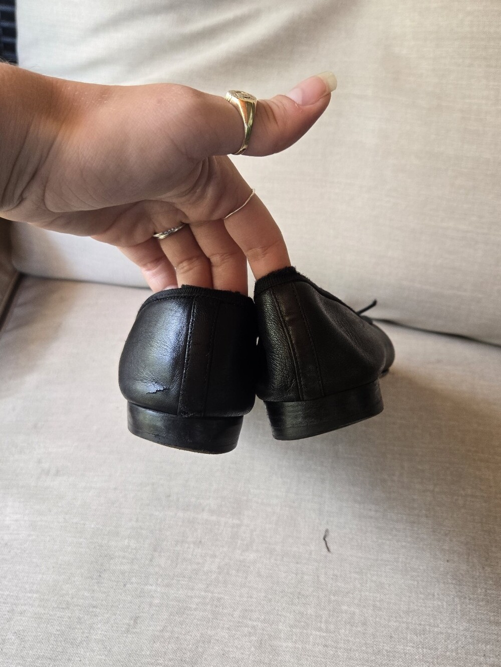 Chanel Vintage Ballet Flats Shoes Slippers Black Lambskin Leather Size 35.5 - Picture 10 of 16